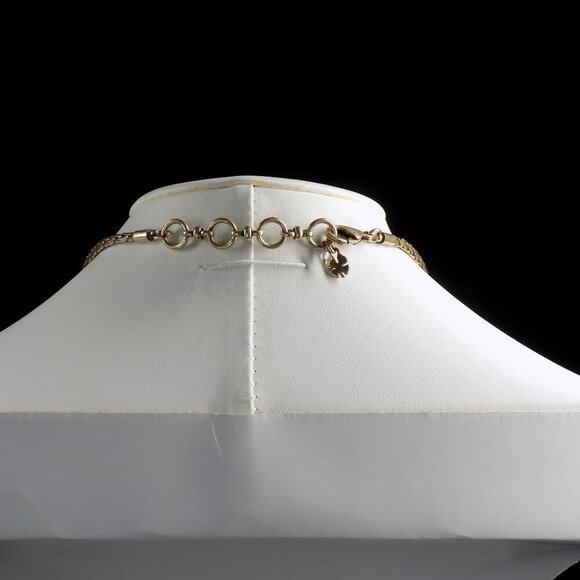 Lucky Brand Necklace Wood Brass Tribal Collar Statement Rustic 15" 1.5" extender - Picture 7 of 9